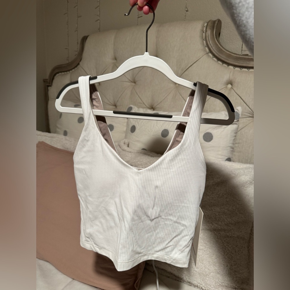 Lululemon Athletica White Ribbed Tank